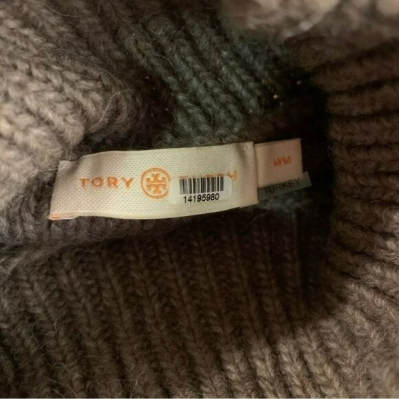 Tory Burch wool alpaca raglan turtleneck dark oatmeal sweater medium - Picture 4 of 7